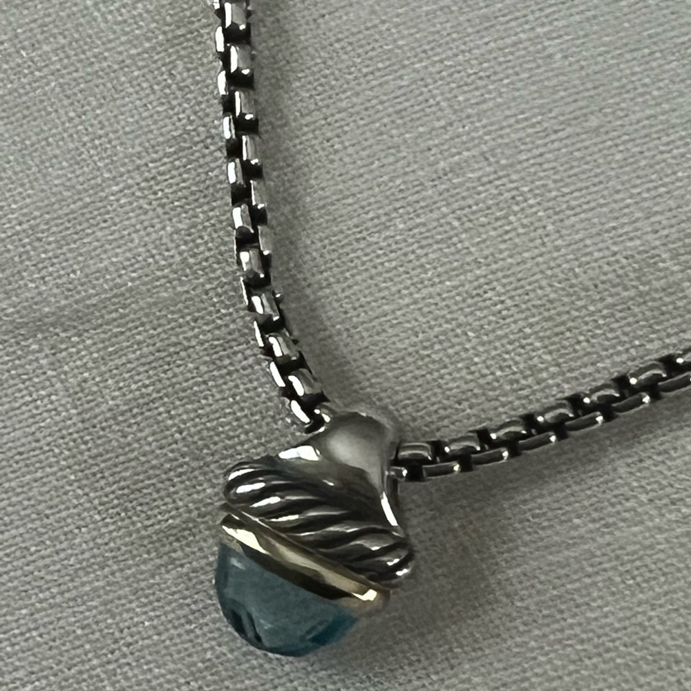 David Yurman Blue Topaz Pendant Necklace